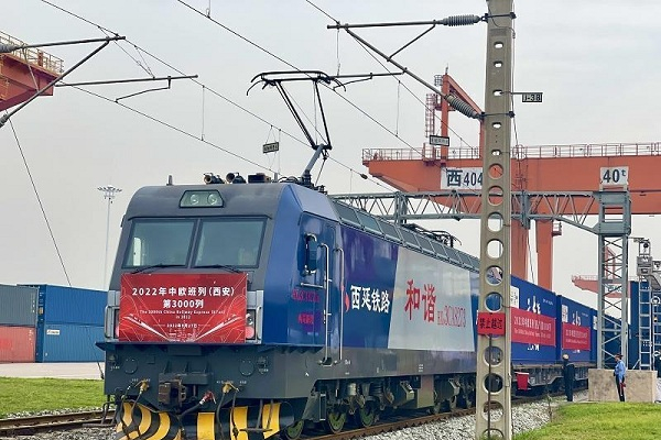 China-Europe Chang'an freight train marks 3,000th trip in 2022