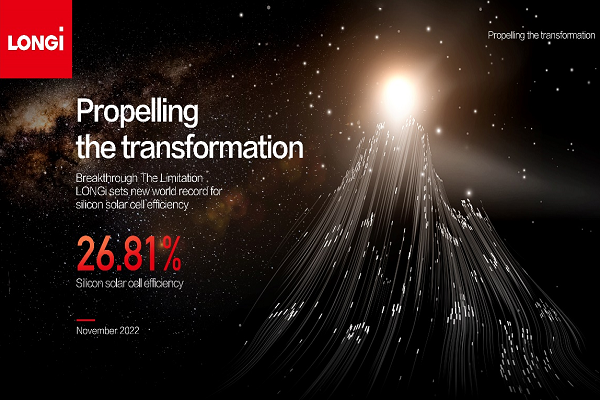 LONGi sets a new world record for efficiency of silicon solar cells